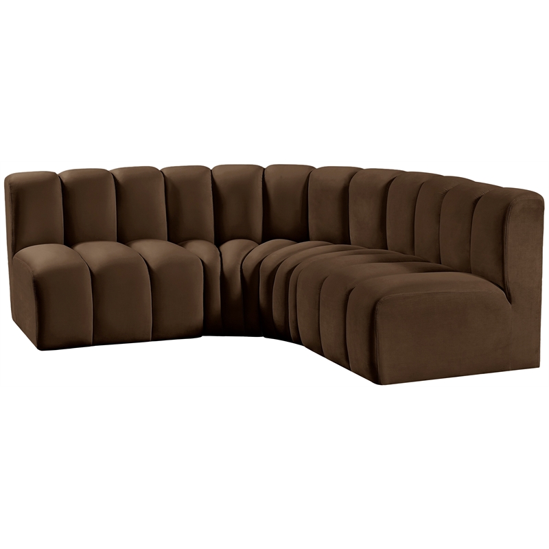 Bowery Hill Contemporary Soft Brown Velvet Modular Sectional