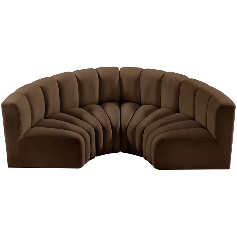 Bowery Hill Contemporary Soft Brown Velvet Modular Sectional