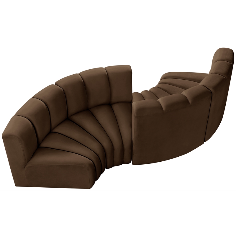 Bowery Hill Contemporary Soft Brown Velvet Modular Sectional