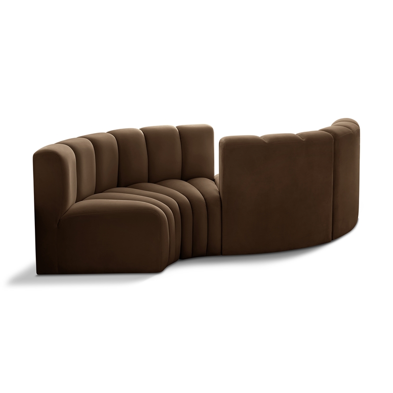 Bowery Hill Contemporary Soft Brown Velvet Modular Sectional