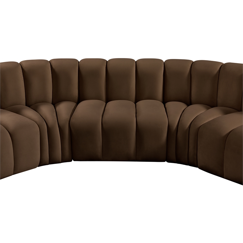 Bowery Hill Contemporary Soft Brown Velvet Modular Sectional