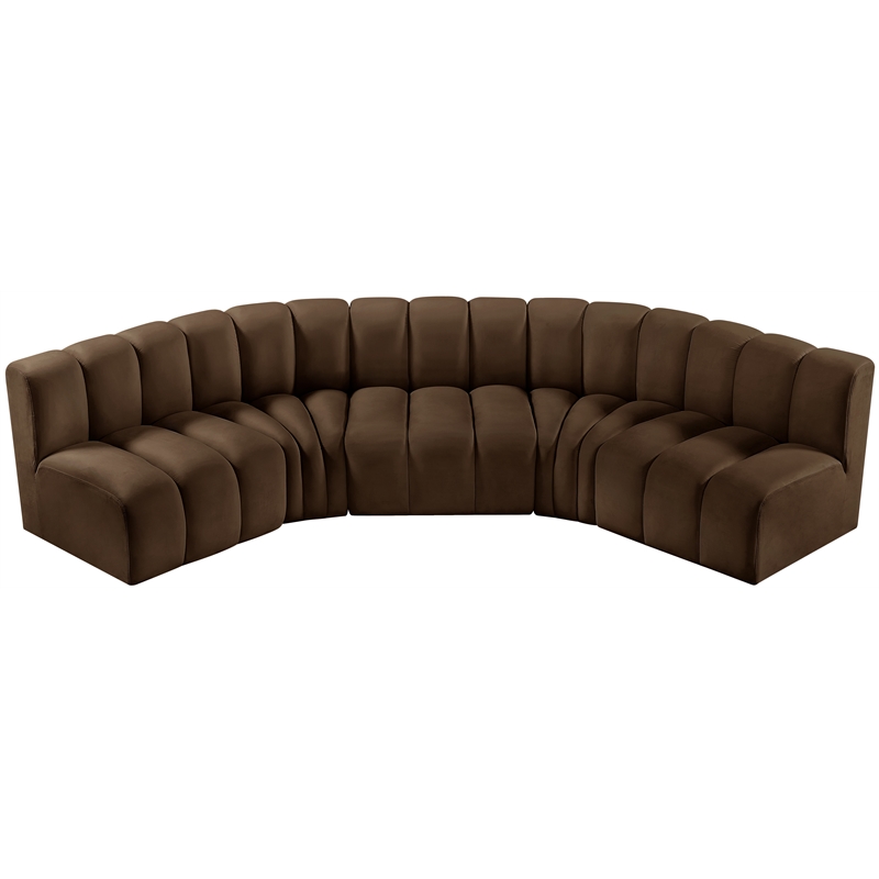 Bowery Hill Contemporary Soft Brown Velvet Modular Sectional