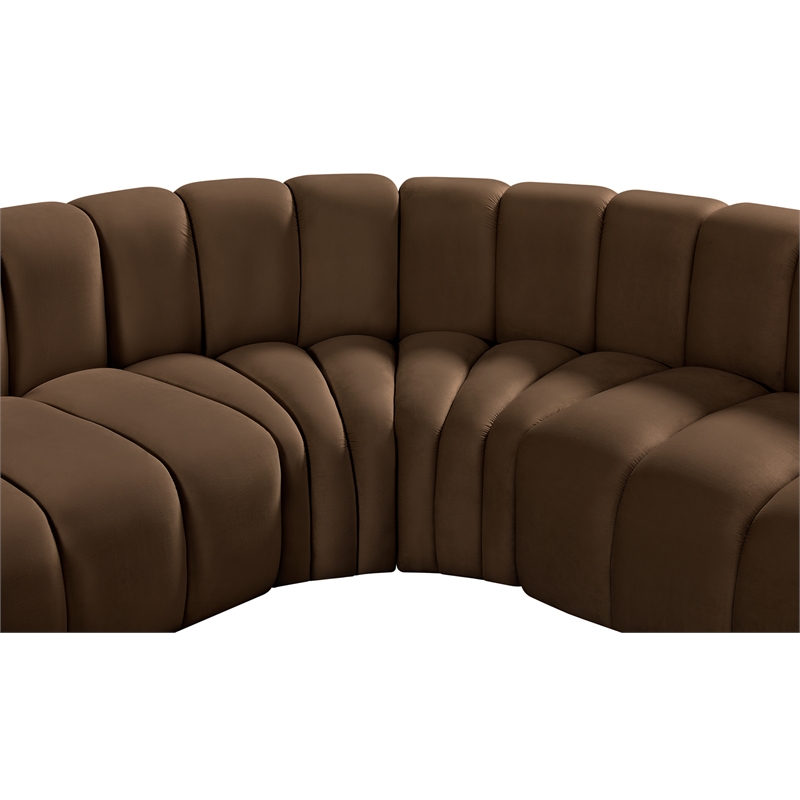 Bowery Hill Contemporary Soft Brown Velvet Modular Sectional