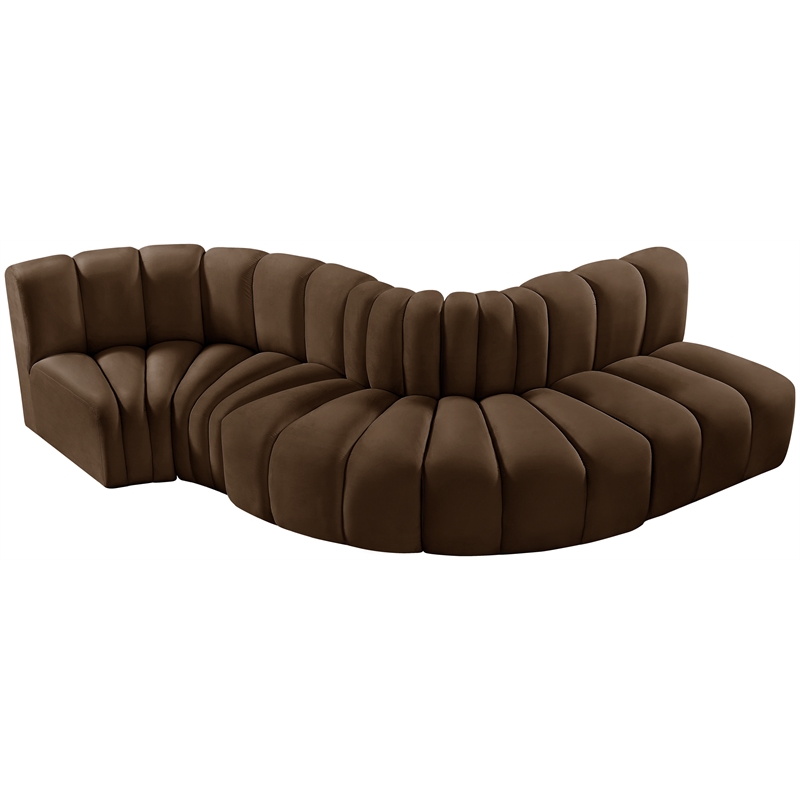 Bowery Hill Contemporary Soft Brown Velvet Modular Sectional