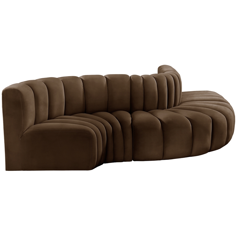 Bowery Hill Contemporary Soft Brown Velvet Modular Sectional
