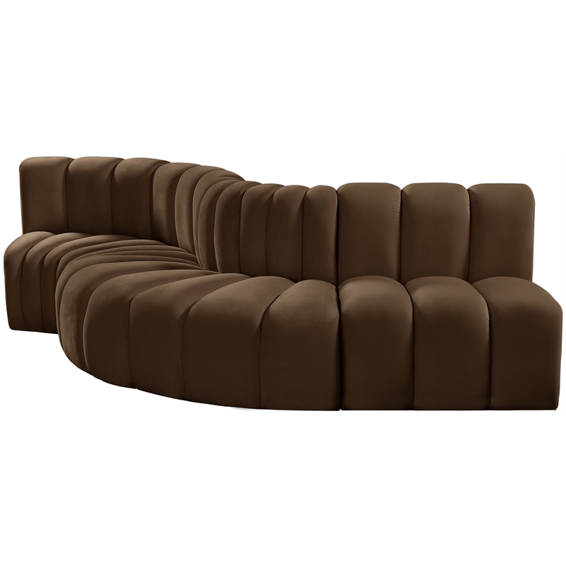 Bowery Hill Contemporary Soft Brown Velvet Modular Sectional