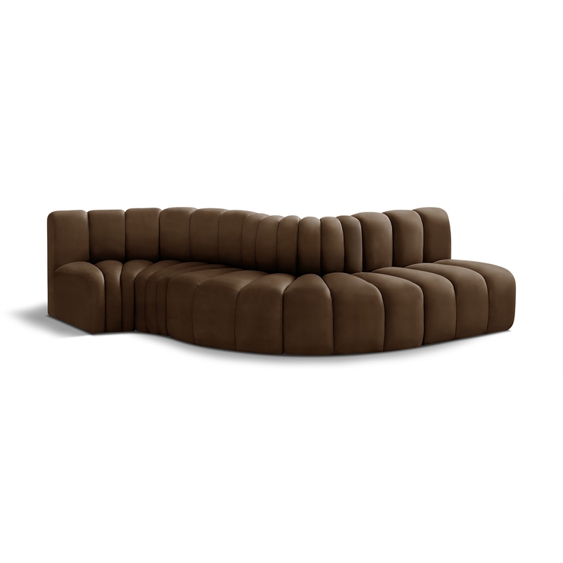 Bowery Hill Contemporary Soft Brown Velvet Modular Sectional