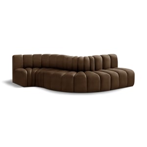Bowery Hill Contemporary Soft Brown Velvet Modular Sectional