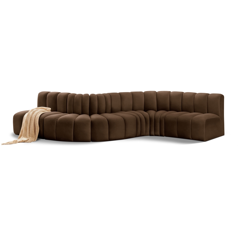 Bowery Hill Contemporary Soft Brown Velvet Modular Sectional
