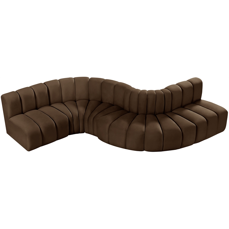 Bowery Hill Contemporary Soft Brown Velvet Modular Sectional