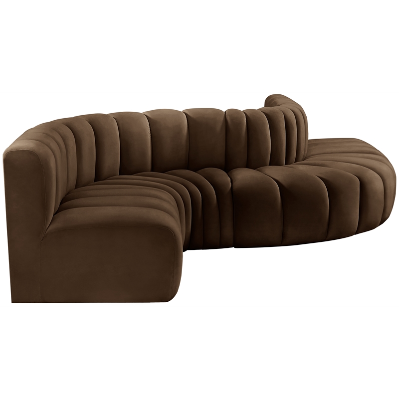 Bowery Hill Contemporary Soft Brown Velvet Modular Sectional