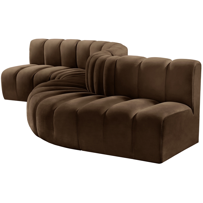 Bowery Hill Contemporary Soft Brown Velvet Modular Sectional
