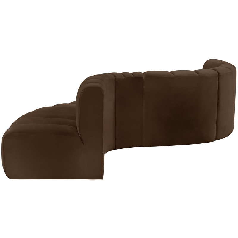 Bowery Hill Contemporary Soft Brown Velvet Modular Sectional