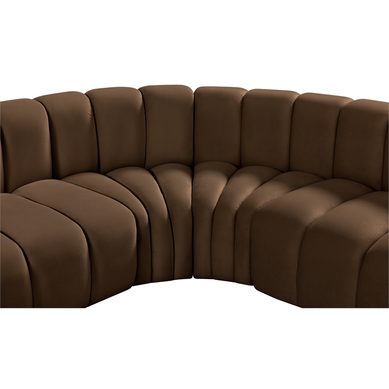 Bowery Hill Contemporary Soft Brown Velvet Modular Sectional