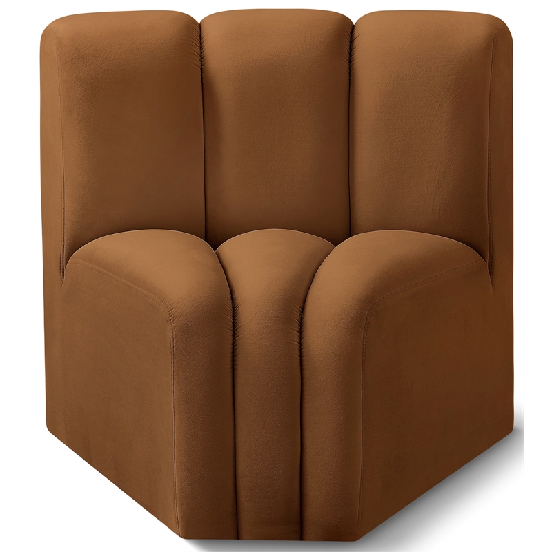 Bowery Hill Contemporary Deep Channel Tufted Soft Saddle Velvet Curved Corner