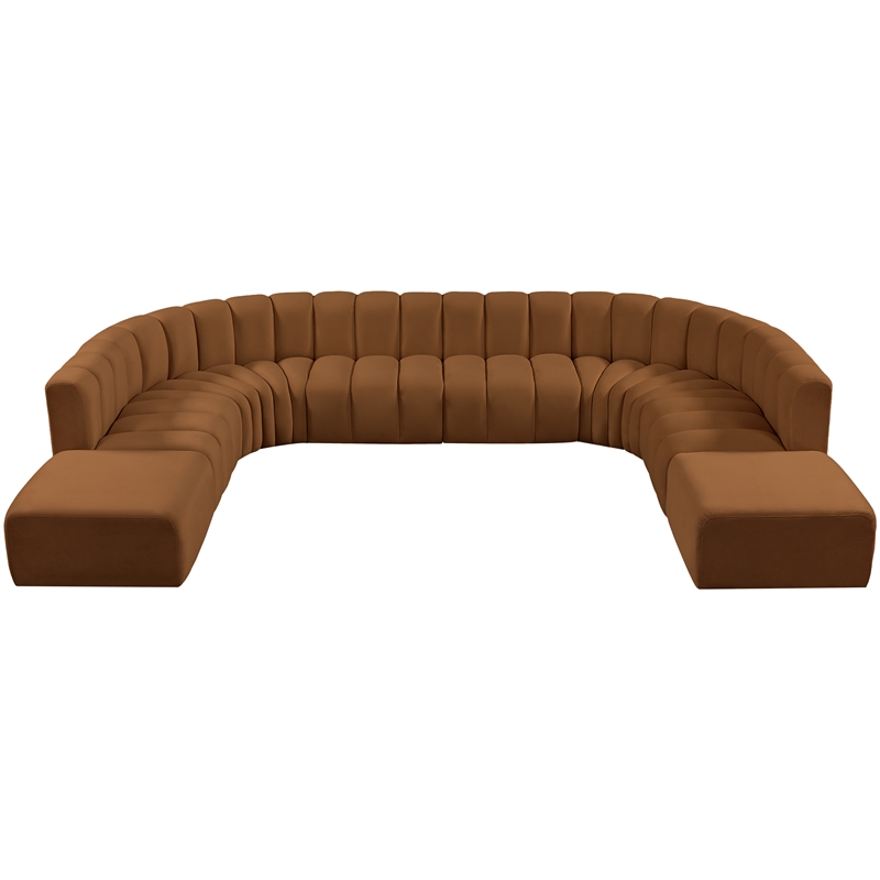 Bowery Hill Contemporary Soft Saddle Velvet Modular Sectional
