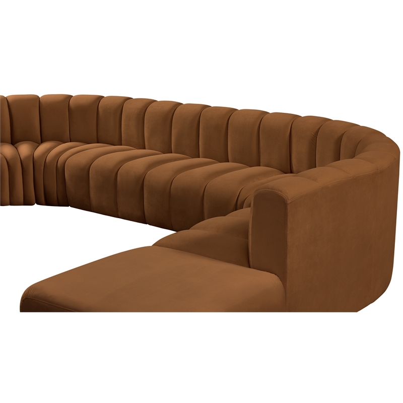 Bowery Hill Contemporary Soft Saddle Velvet Modular Sectional