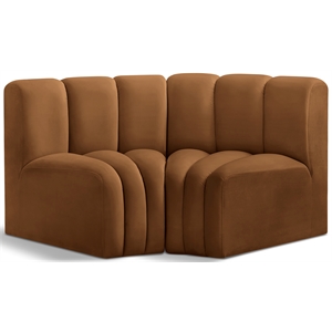 Bowery Hill Contemporary Soft Saddle Velvet Modular Sectional
