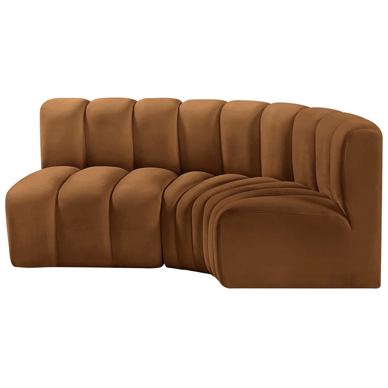 Bowery Hill Contemporary Soft Saddle Velvet Modular Sectional
