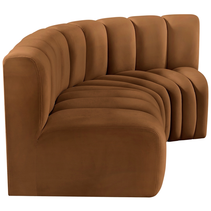 Bowery Hill Contemporary Soft Saddle Velvet Modular Sectional