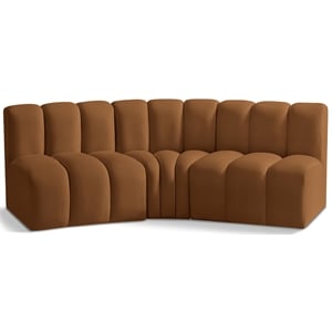 Bowery Hill Contemporary Soft Saddle Velvet Modular Sectional