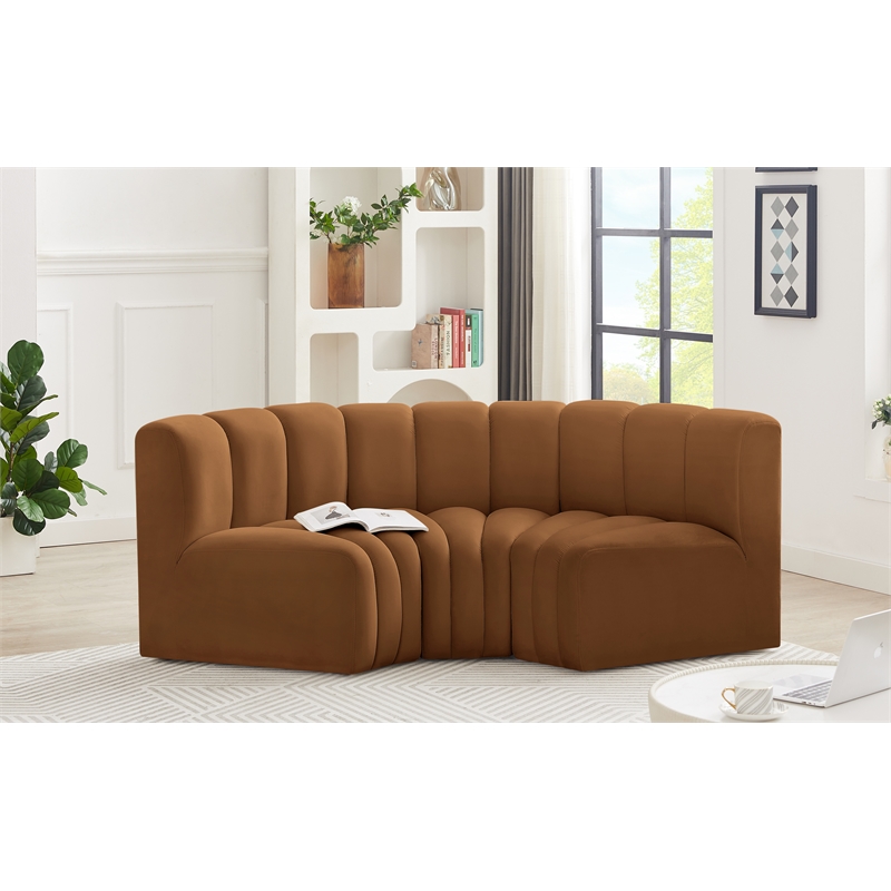 Bowery Hill Contemporary Soft Saddle Velvet Modular Sectional