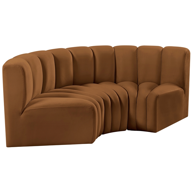 Bowery Hill Contemporary Soft Saddle Velvet Modular Sectional