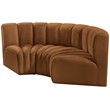 Bowery Hill Contemporary Soft Saddle Velvet Modular Sectional