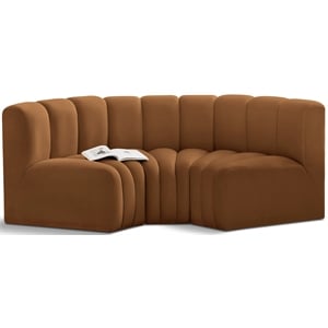 Bowery Hill Contemporary Soft Saddle Velvet Modular Sectional