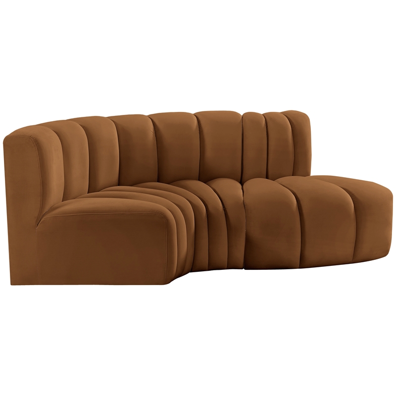 Bowery Hill Contemporary Soft Saddle Velvet Modular Sectional