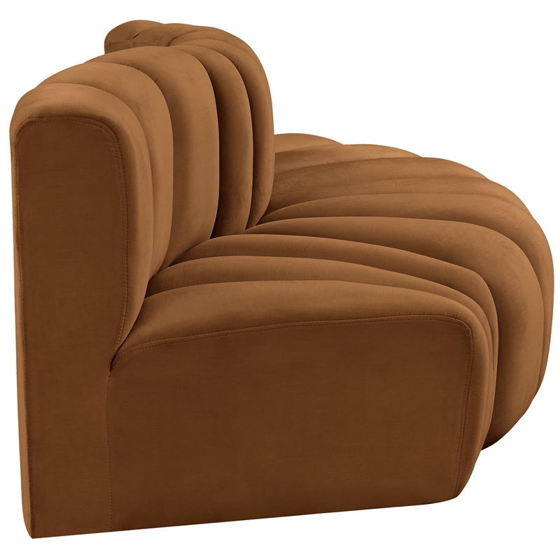 Bowery Hill Contemporary Soft Saddle Velvet Modular Sectional