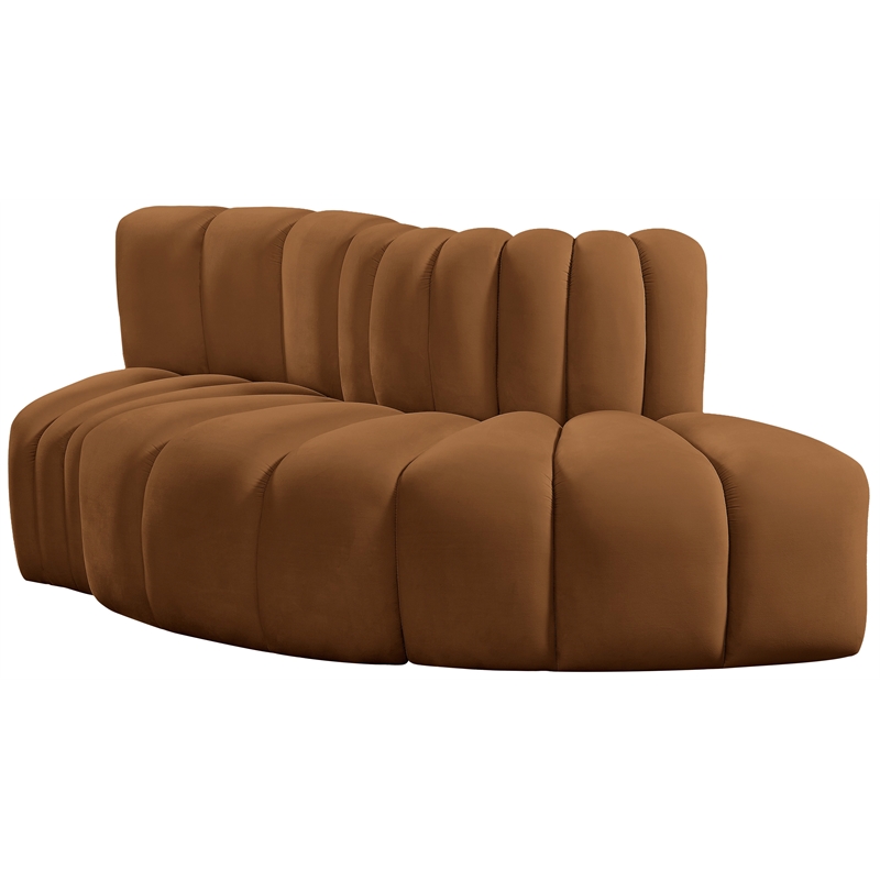 Bowery Hill Contemporary Soft Saddle Velvet Modular Sectional