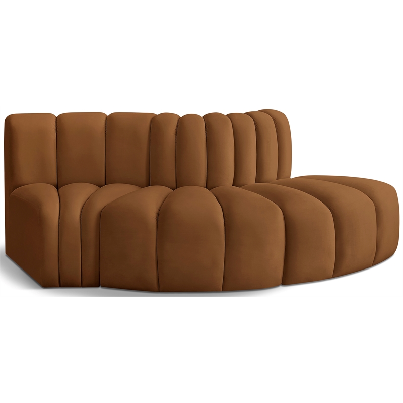 Bowery Hill Contemporary Soft Saddle Velvet Modular Sectional