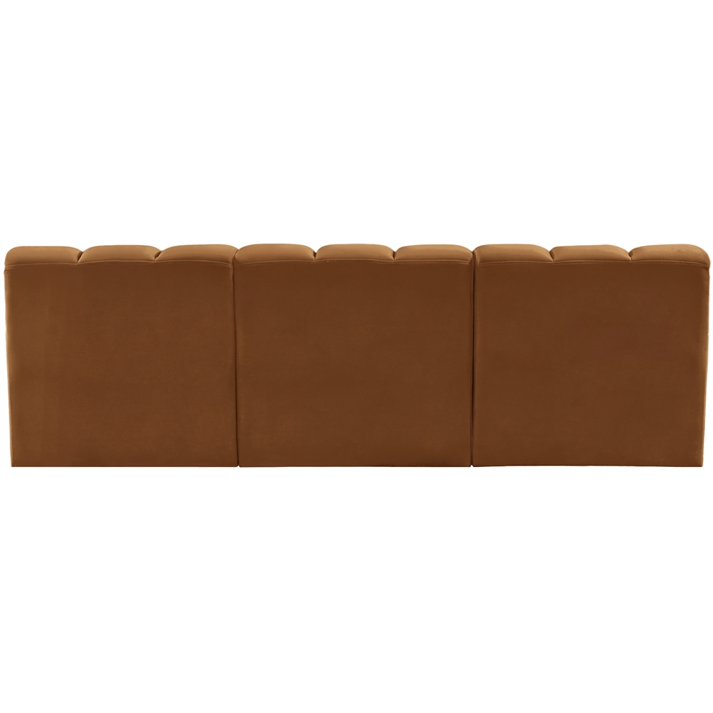 Bowery Hill Contemporary Soft Saddle Velvet Modular Sectional