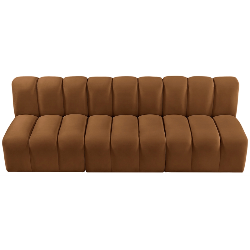 Bowery Hill Contemporary Soft Saddle Velvet Modular Sectional