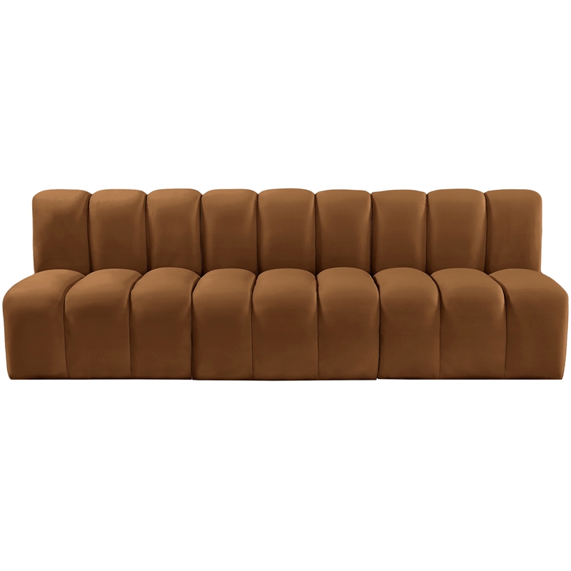 Bowery Hill Contemporary Soft Saddle Velvet Modular Sectional