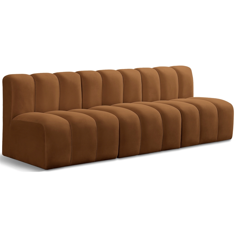 Bowery Hill Contemporary Soft Saddle Velvet Modular Sectional