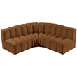 Bowery Hill Contemporary Soft Saddle Velvet Modular Sectional