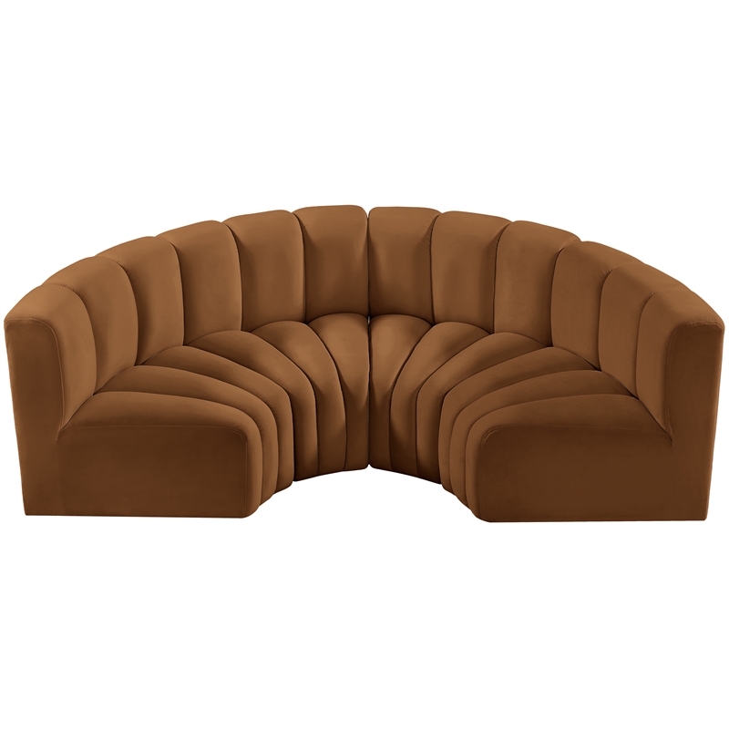 Bowery Hill Contemporary Soft Saddle Velvet Modular Sectional