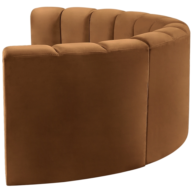 Bowery Hill Contemporary Soft Saddle Velvet Modular Sectional
