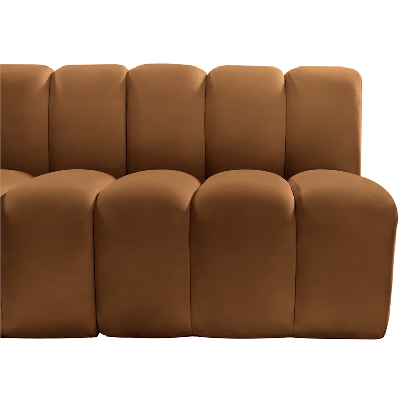 Bowery Hill Contemporary Soft Saddle Velvet Modular Sectional