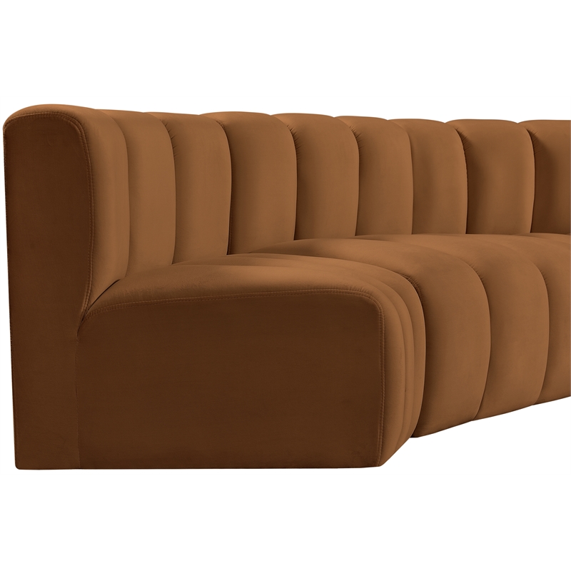 Bowery Hill Contemporary Soft Saddle Velvet Modular Sectional