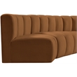 Bowery Hill Contemporary Soft Saddle Velvet Modular Sectional