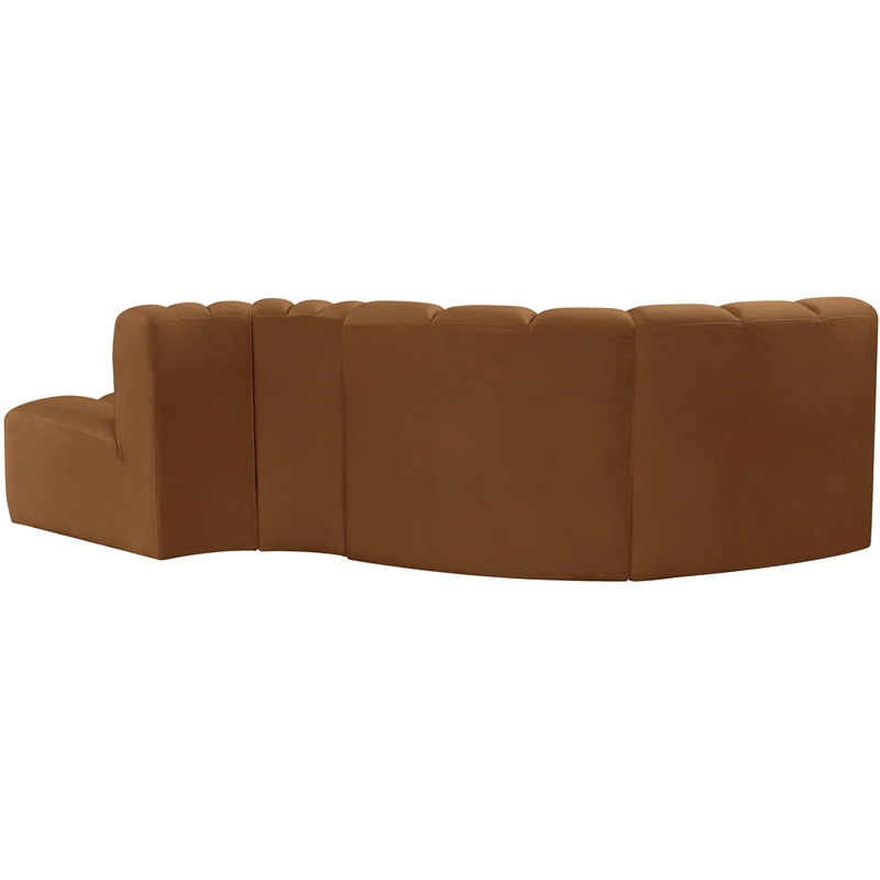 Bowery Hill Contemporary Soft Saddle Velvet Modular Sectional
