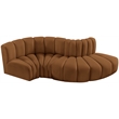 Bowery Hill Contemporary Soft Saddle Velvet Modular Sectional