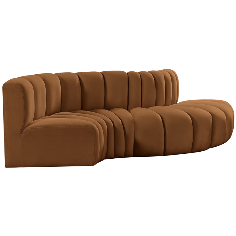 Bowery Hill Contemporary Soft Saddle Velvet Modular Sectional