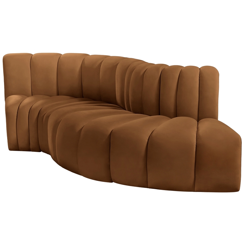 Bowery Hill Contemporary Soft Saddle Velvet Modular Sectional