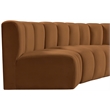 Bowery Hill Contemporary Soft Saddle Velvet Modular Sectional