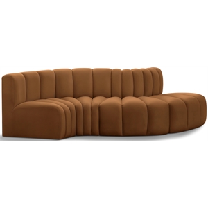 Bowery Hill Contemporary Soft Saddle Velvet Modular Sectional