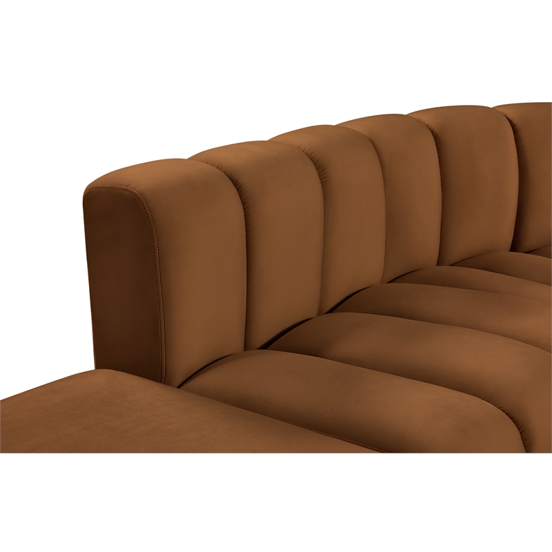 Bowery Hill Contemporary Soft Saddle Velvet Modular Sectional
